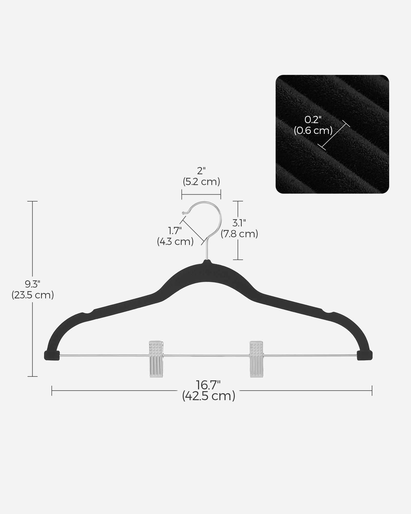 20-Pack Velvet Pants Hangers with Adjustable Clips Black FredCo
