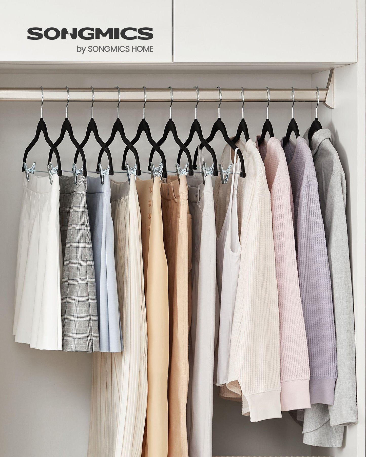 20-Pack Velvet Pants Hangers with Adjustable Clips Black FredCo