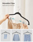 20-Pack Velvet Pants Hangers with Adjustable Clips Black FredCo