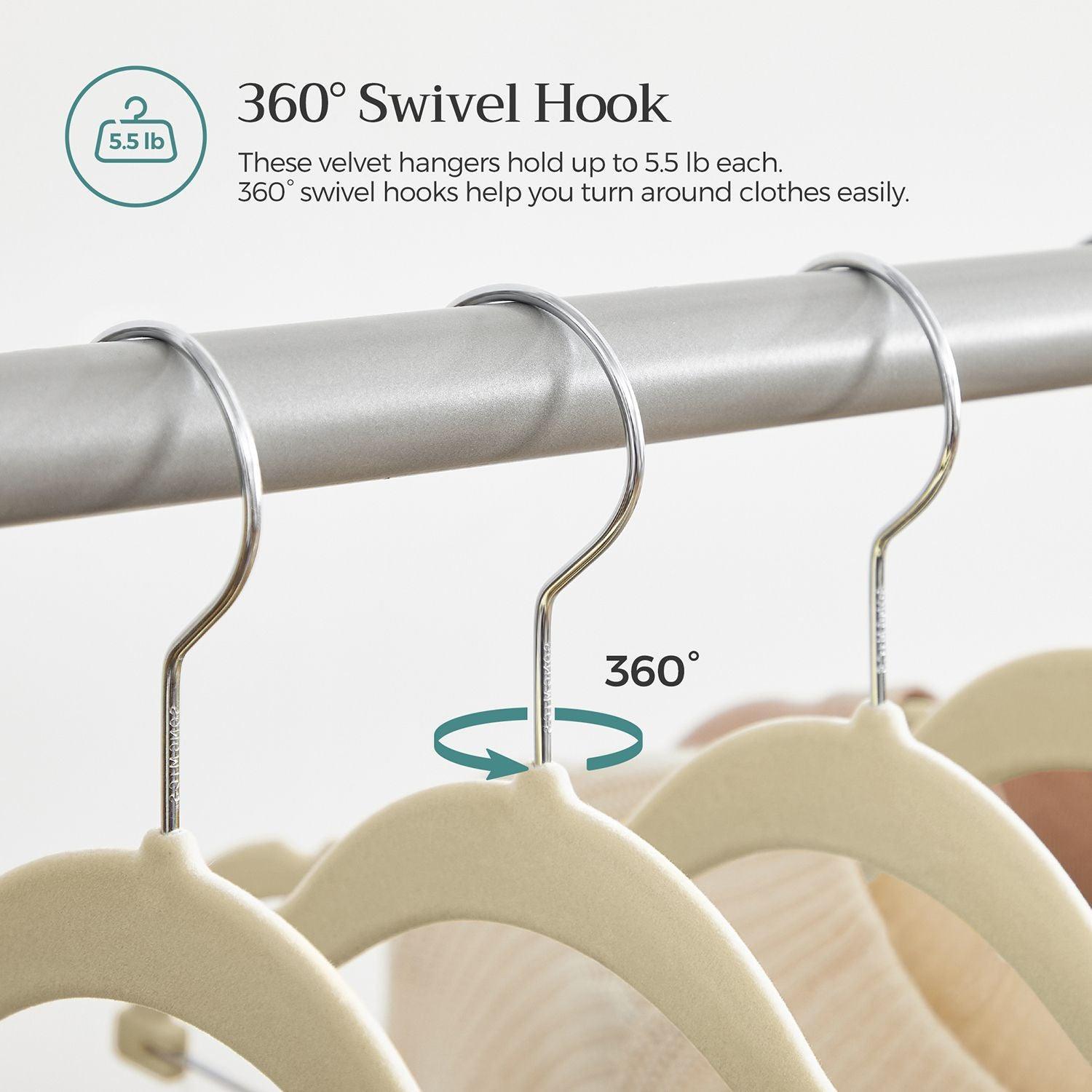 20-Pack Velvet Pants Hangers with Adjustable Clips Sandy Beige FredCo
