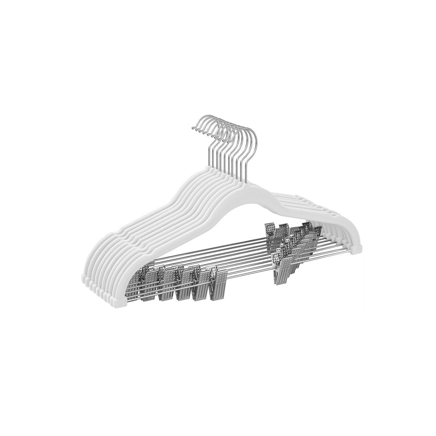 20-Pack Velvet Pants Hangers with Adjustable Clips White FredCo