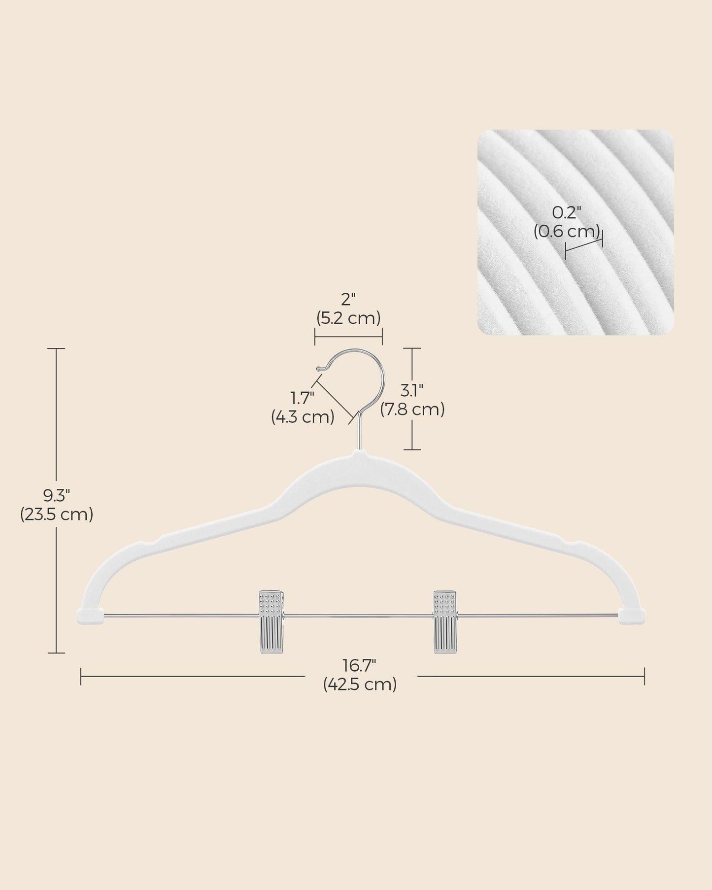 20-Pack Velvet Pants Hangers with Adjustable Clips White FredCo
