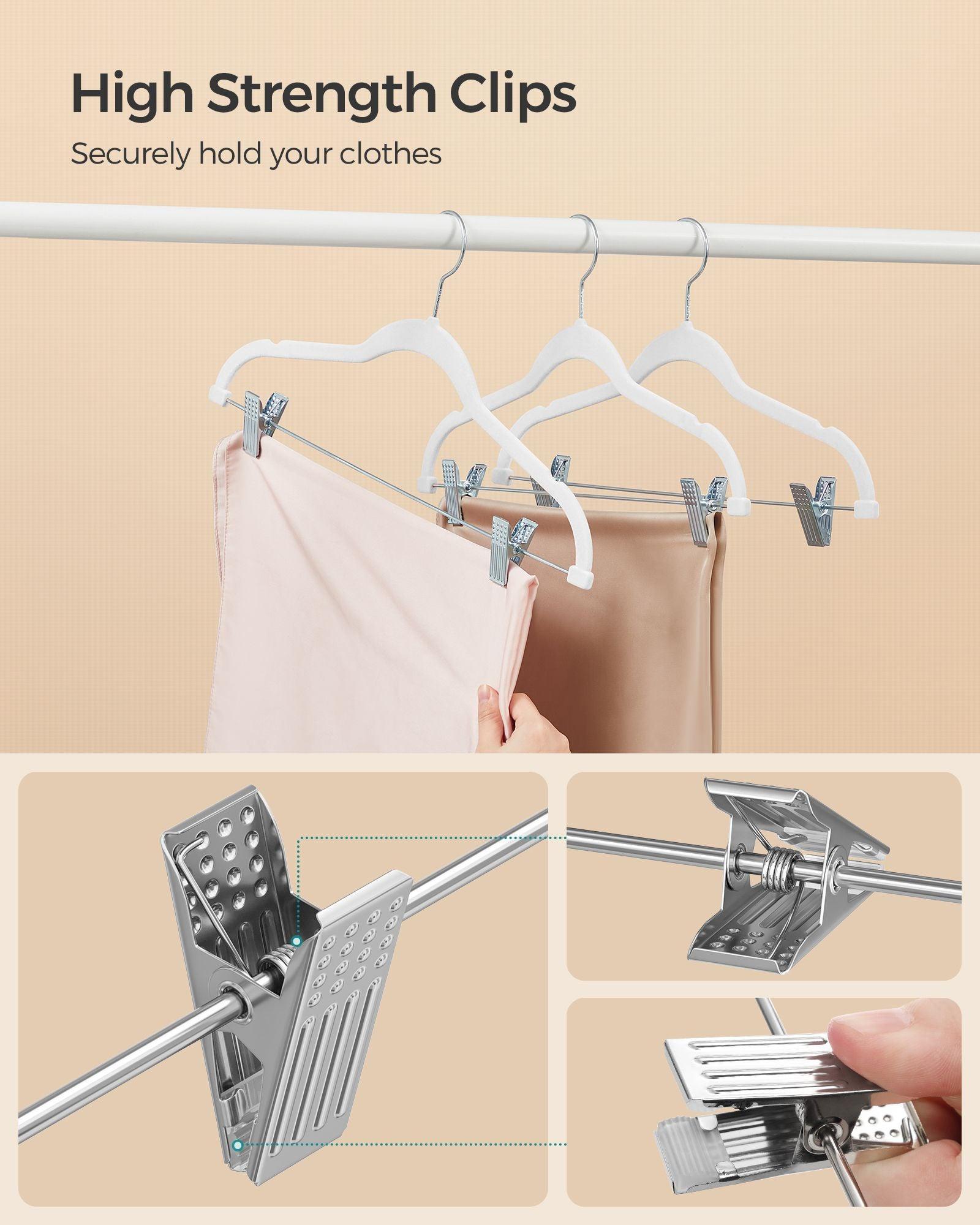 20-Pack Velvet Pants Hangers with Adjustable Clips White FredCo