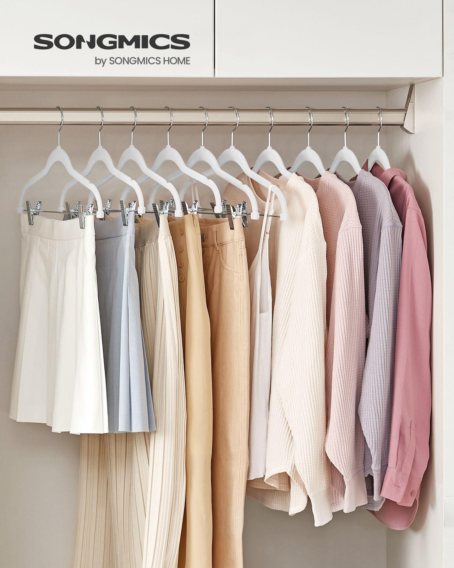 20-Pack Velvet Pants Hangers with Adjustable Clips White FredCo