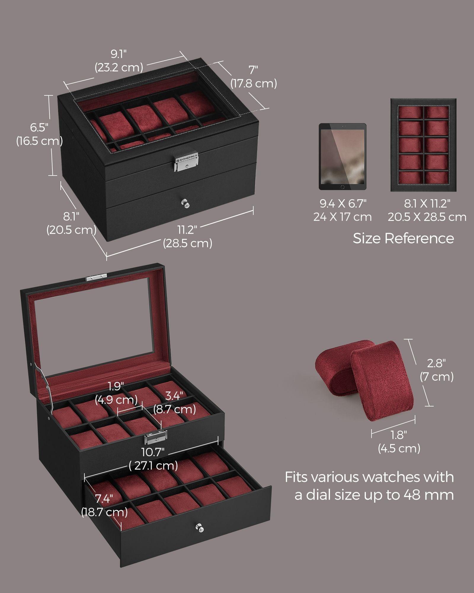 20-Slot Watch Case Black and Red FredCo
