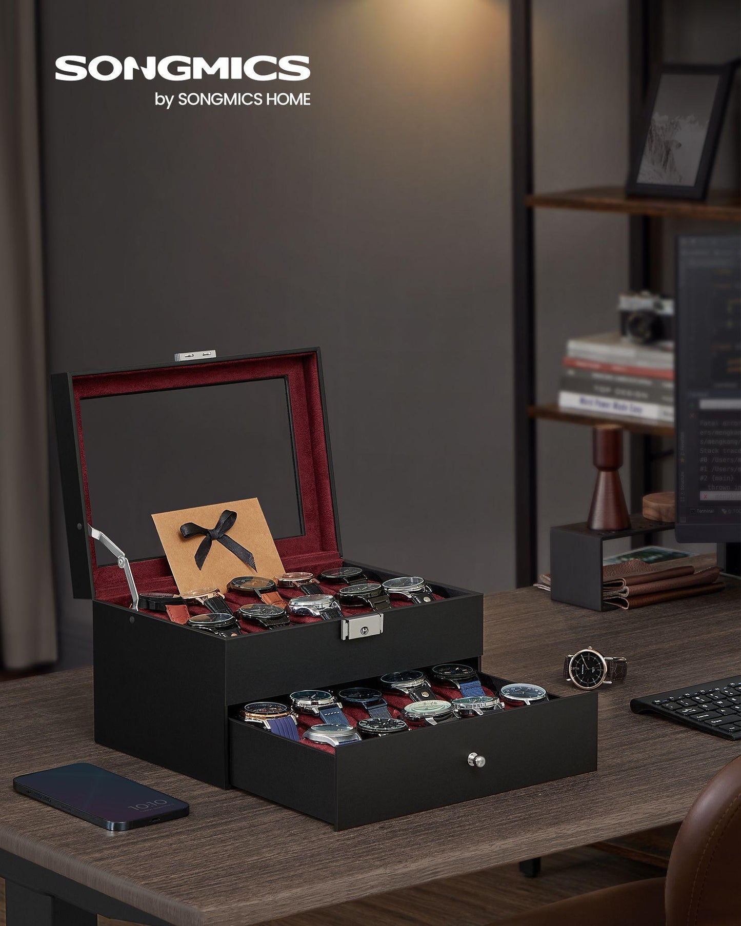 20-Slot Watch Case Black and Red FredCo