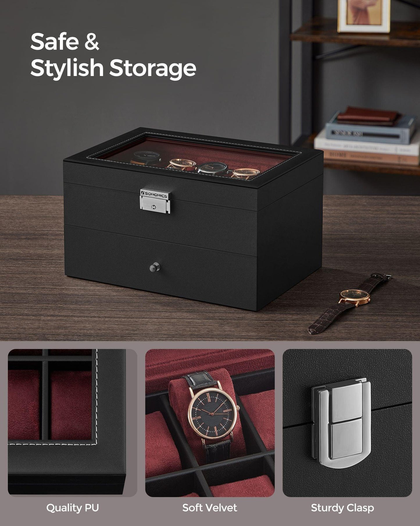 20-Slot Watch Case Black and Red FredCo