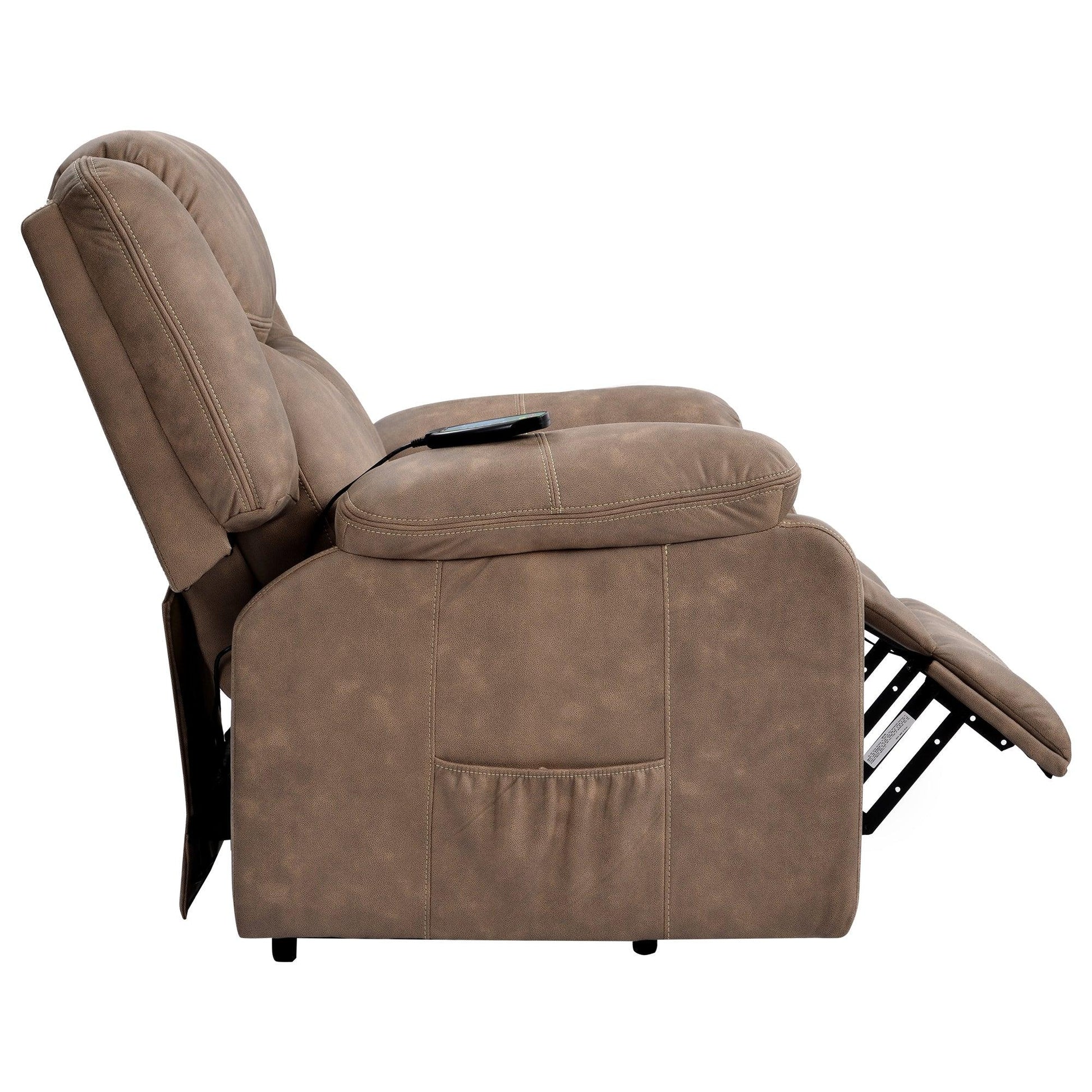 Power Lift Chair with Adjustable Massage and Heating Function, Brown FredCo