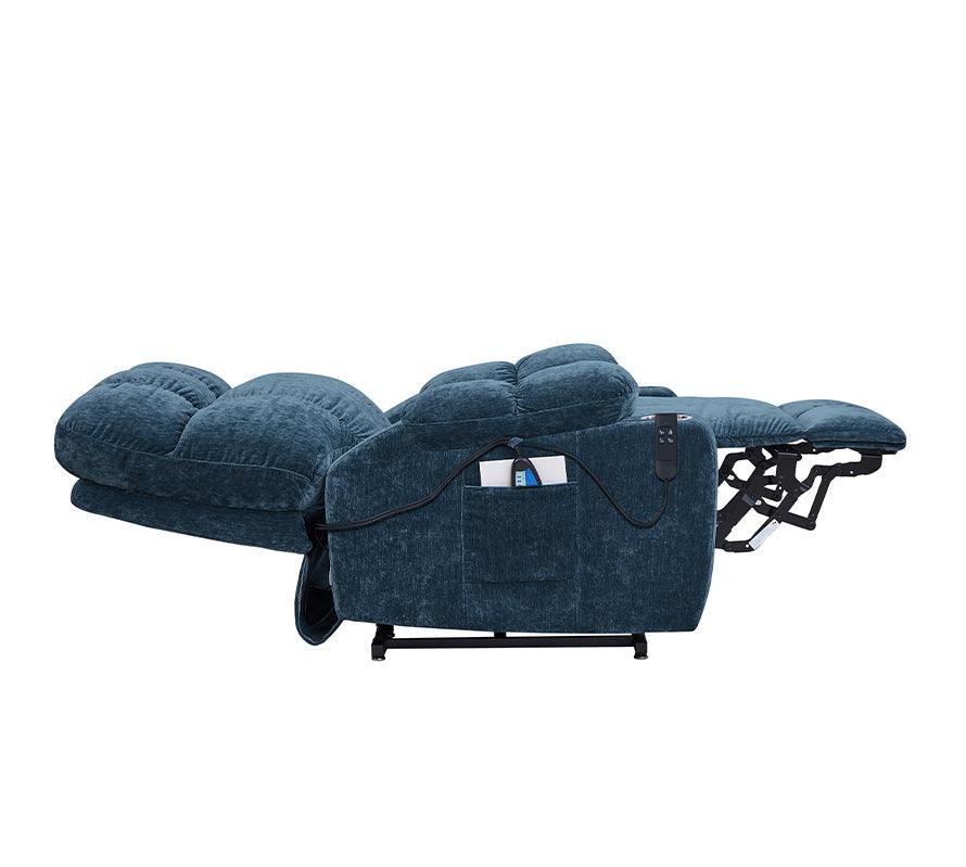 Dual OKIN Motor Power Lift Recliner Chair with Full-Body Vibration, Lumbar Heating Blue FredCo
