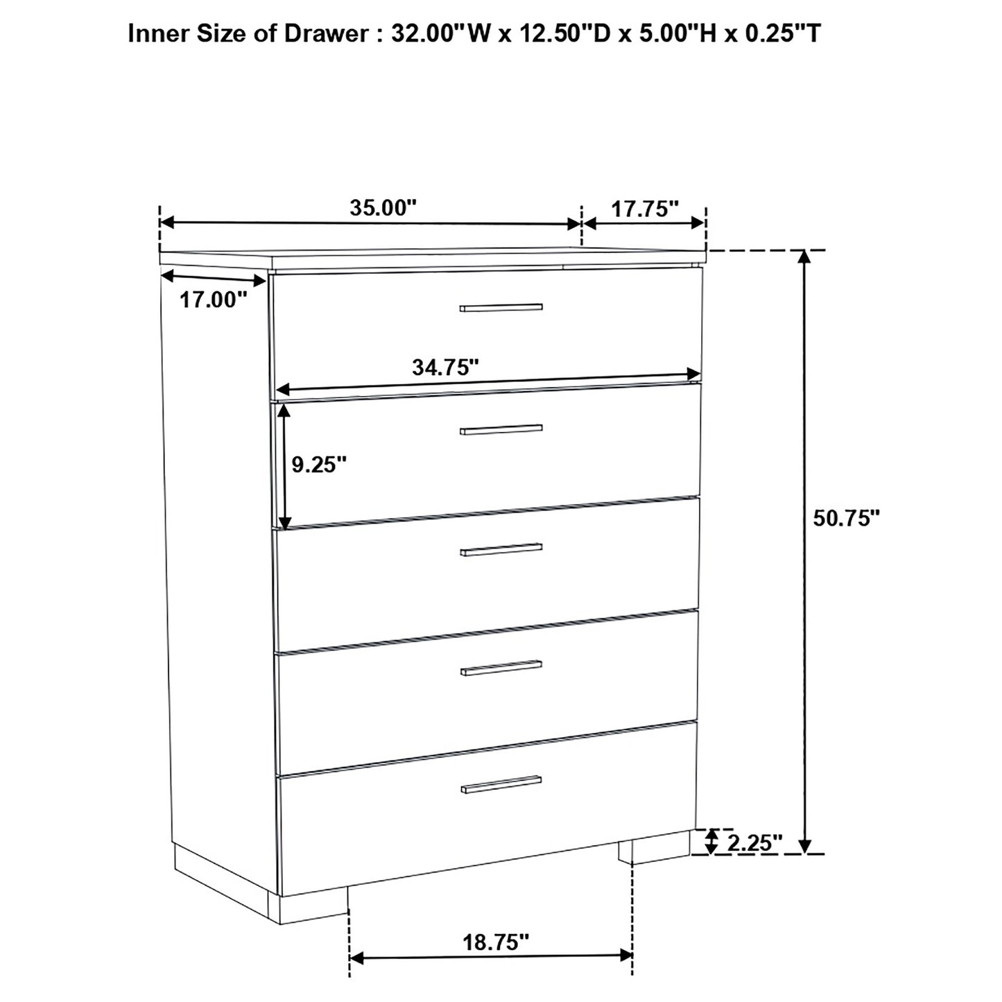 Felicity 5-piece California King Platform Bedroom Set White