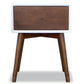 Mid-century modern wood nightstand with single drawer and tapered legs, FredCo International