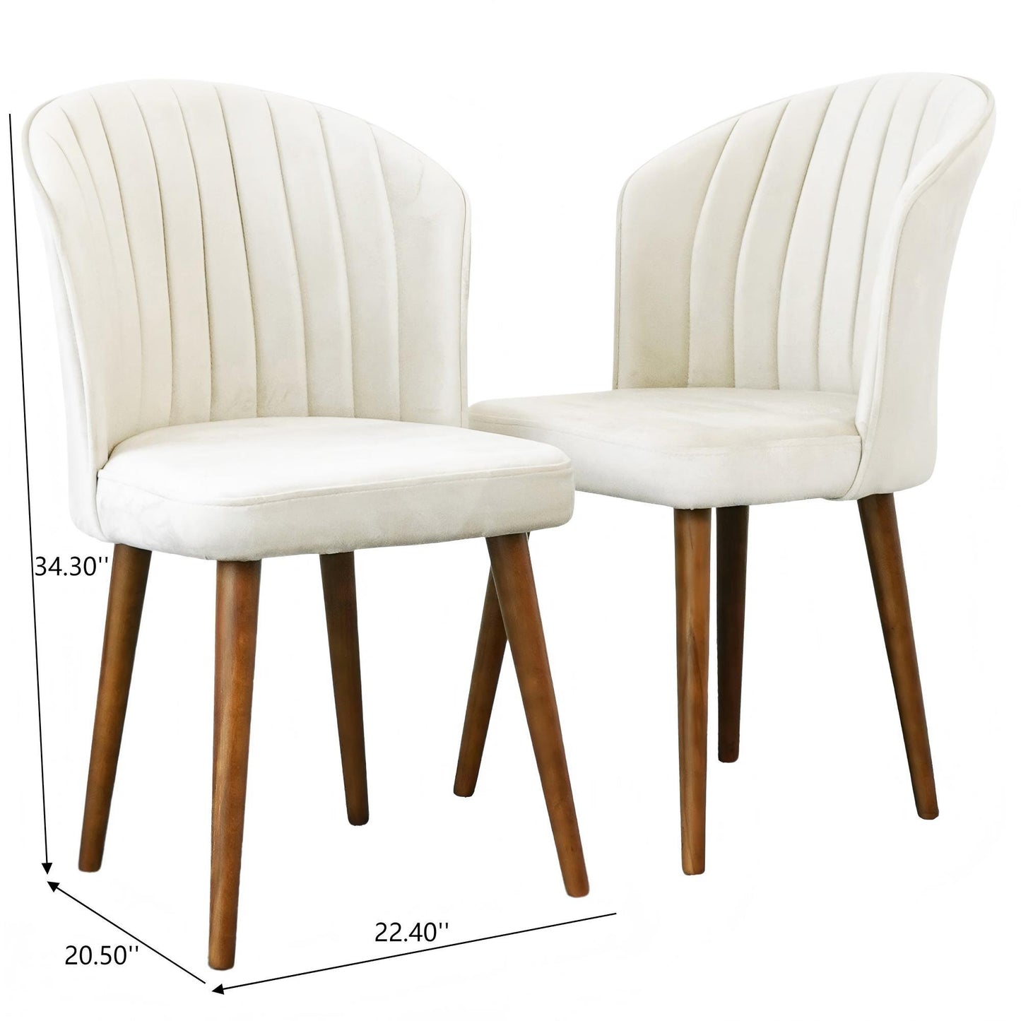 Parsons Dining Chair Set of 2 - Stylish Beige Velvet with Solid Wood Frame FredCo