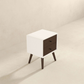 Caroline Mid Century Modern Style 2-Drawer White Night Stand Solid Wood 23.6'H x 17.7'W x 15.7'D FredCo