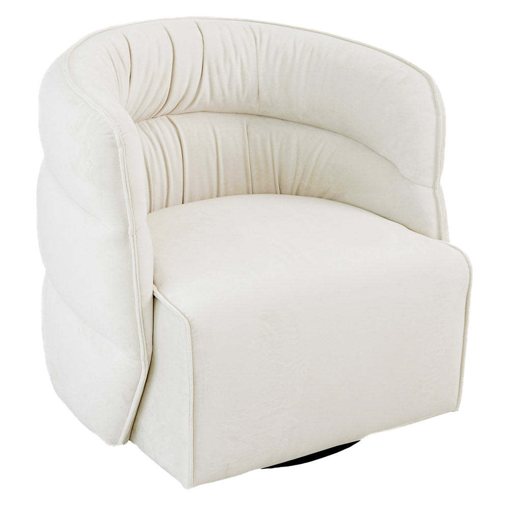 Modern cream upholstered accent chair with curved back from FredCo International