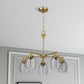 Elegance Five Lights Linear Arms Chandelier with Golden Brass Finish and Clear Water Glass 24'W x 8.5'H FredCo
