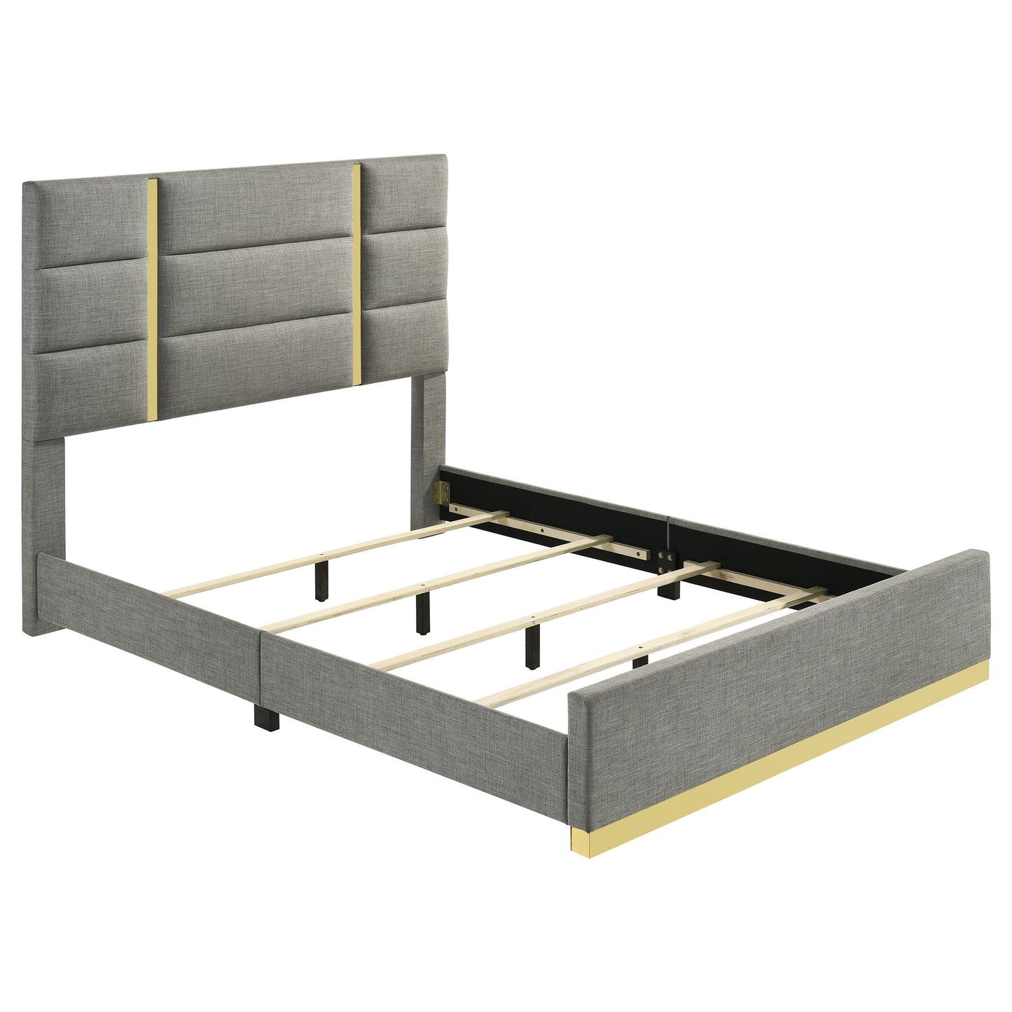 Ines 5-piece Eastern King Bedroom Set Grey and White High Gloss