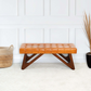 Mia Mid-Century Modern Tan Leather Bench with Buttons and Solid Wood Frame 18.9'H x 47.2'W x 15.7'D FredCo