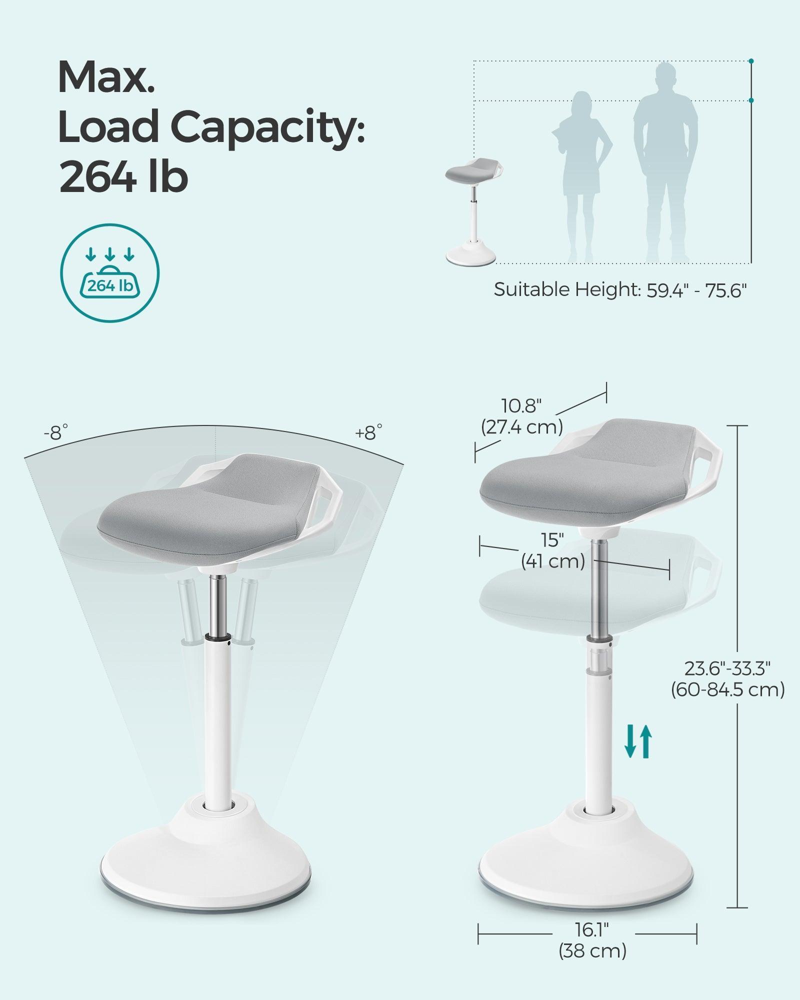 23.6-33.3'' Standing Desk Chair Dove Gray FredCo