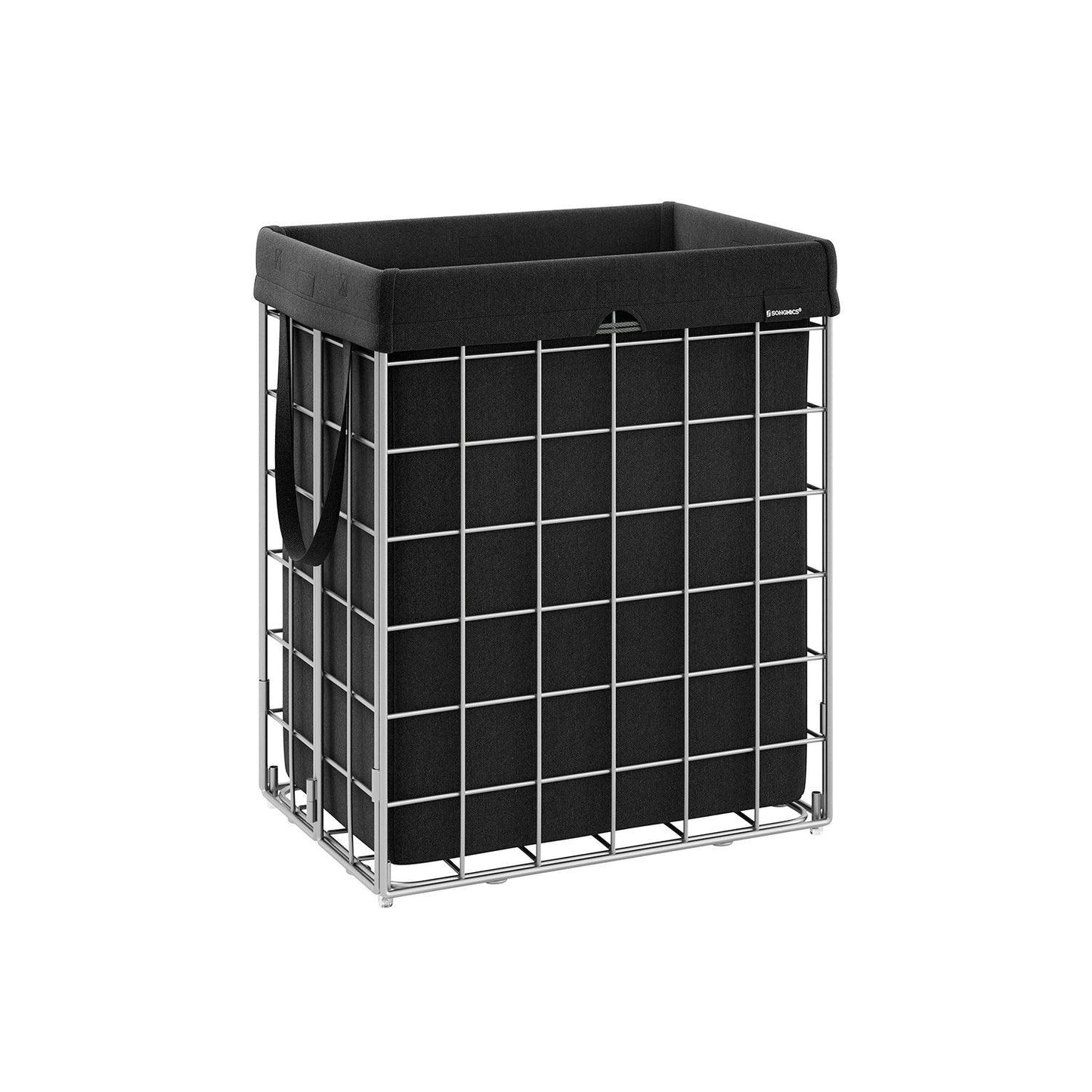 23.8 Gal Laundry Hamper Silver and Classic Black FredCo