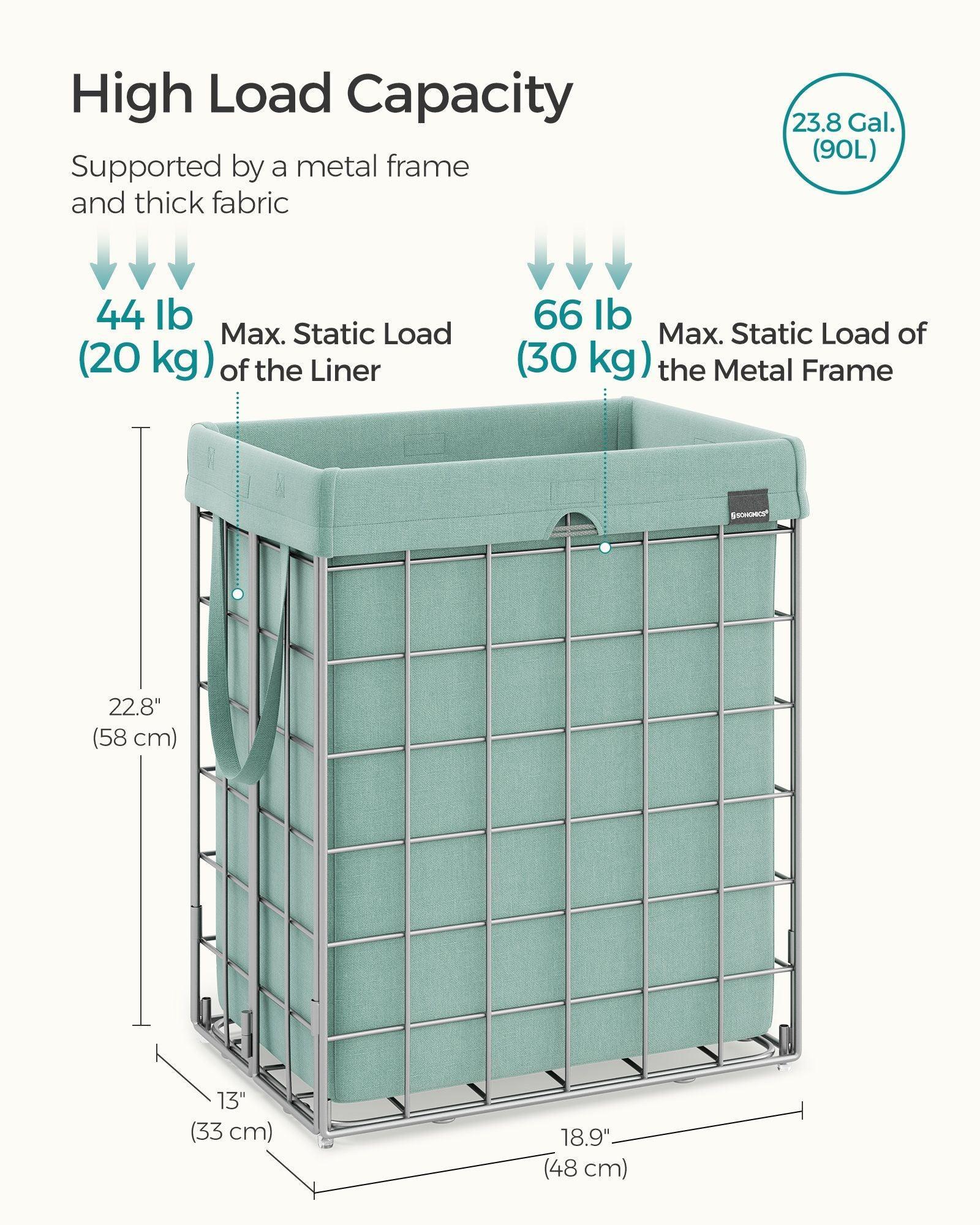 23.8 Gal Laundry Hamper Silver and Mint FredCo