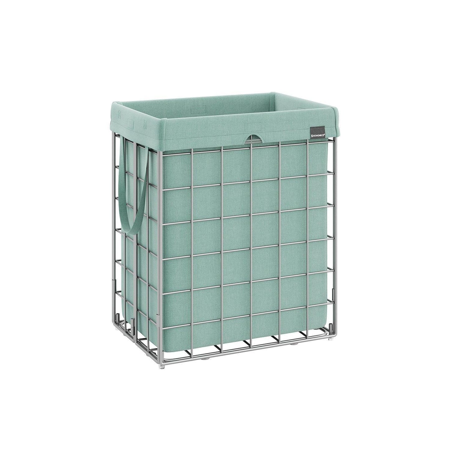 23.8 Gal Laundry Hamper Silver and Mint FredCo