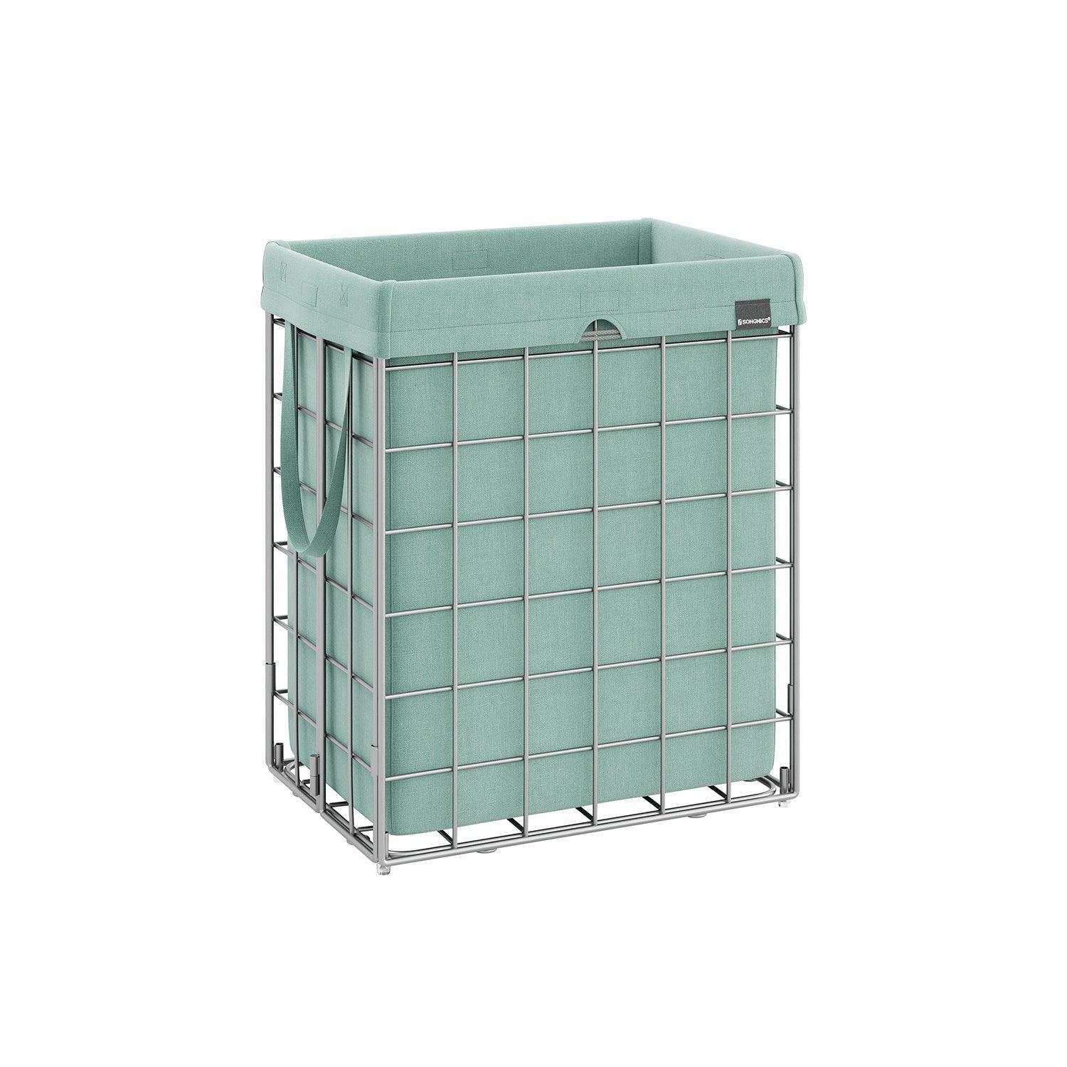 23.8 Gal Laundry Hamper Silver and Mint FredCo