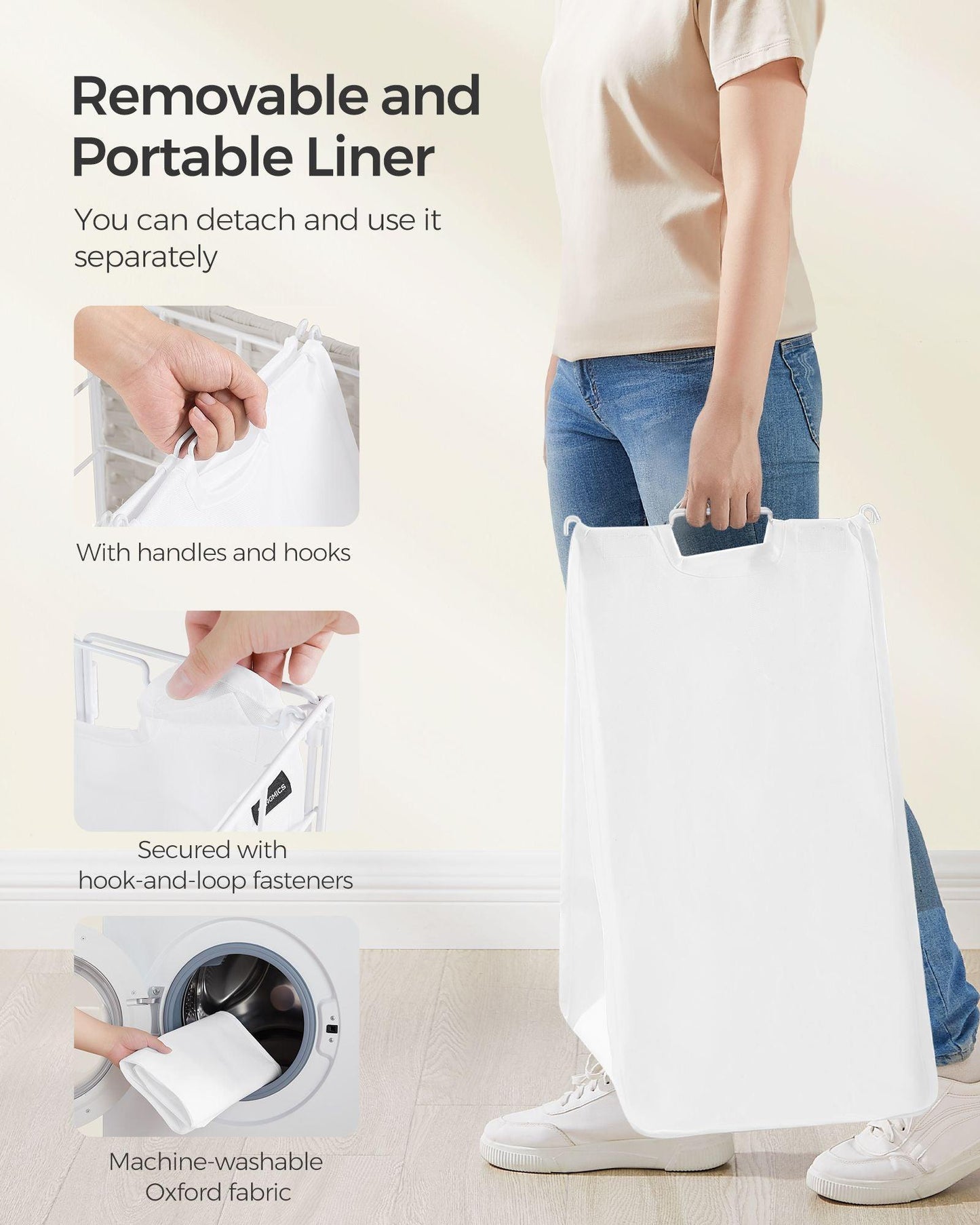 23.8-Gallon Laundry Hamper with Wheels Cloud Cloud White FredCo