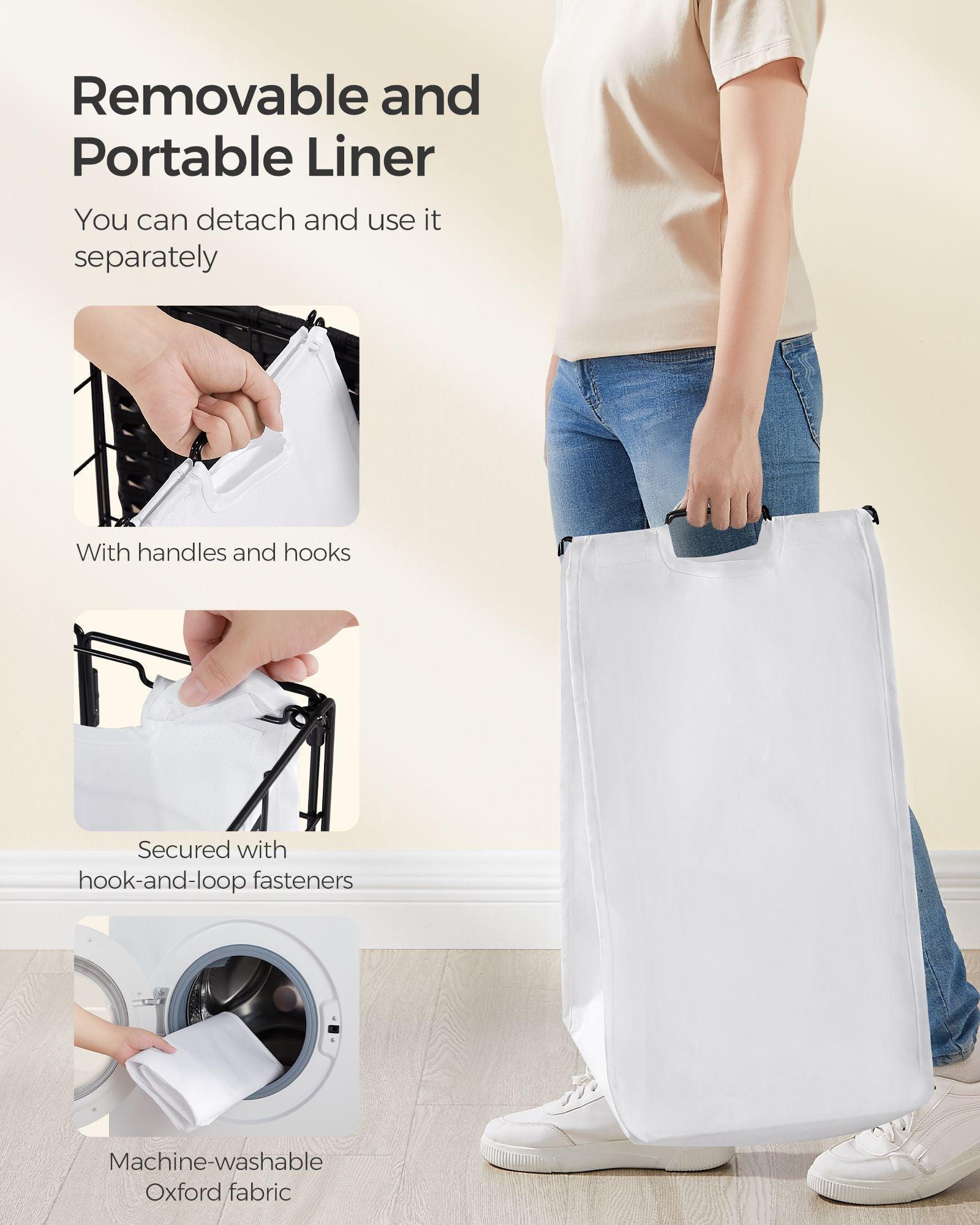 23.8-Gallon Laundry Hamper with Wheels Cloud Ink Black and Cloud White FredCo