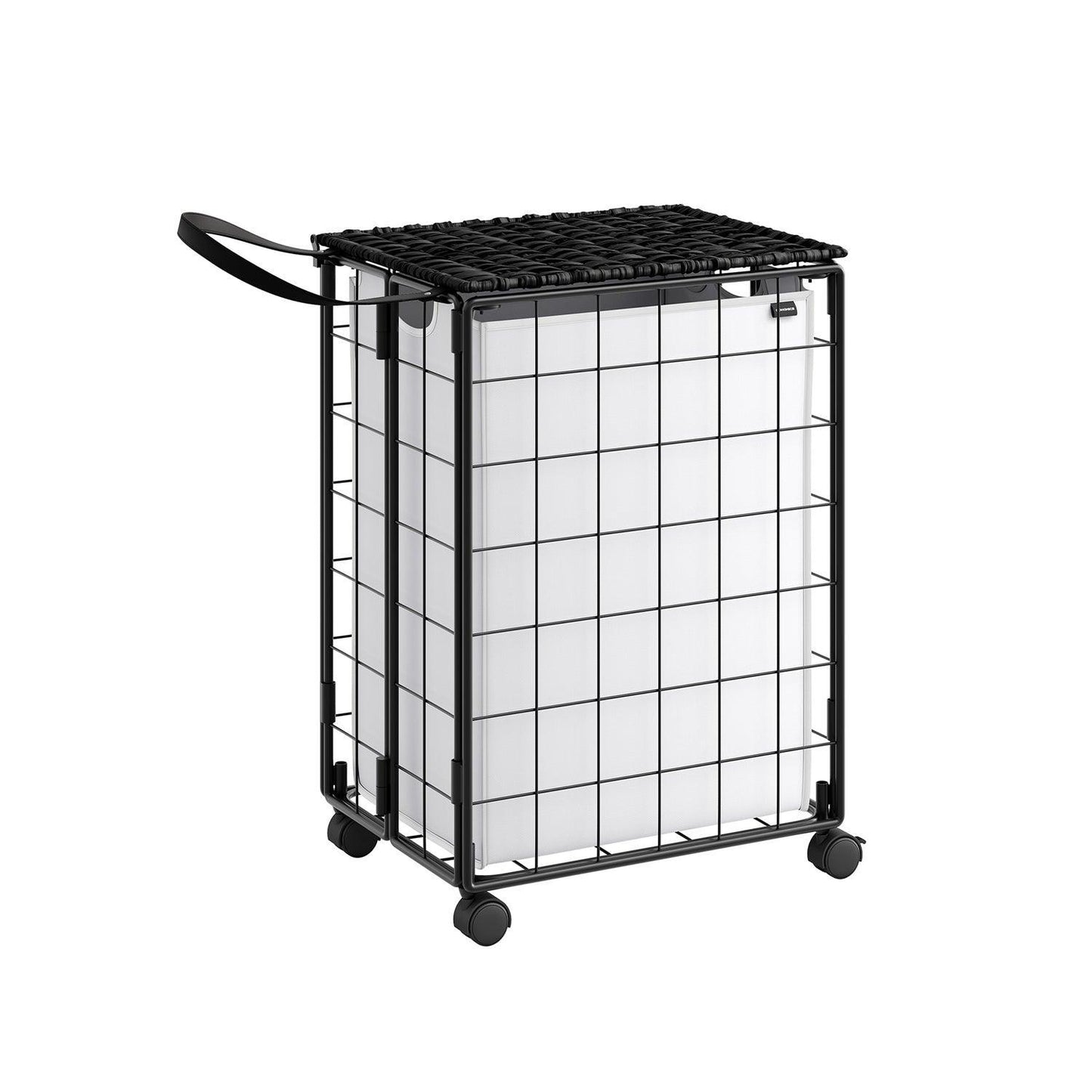 23.8-Gallon Laundry Hamper with Wheels Cloud Ink Black and Cloud White FredCo