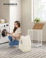 23.8-Gallon Laundry Hamper with Wheels Natural Beige and Cream White FredCo
