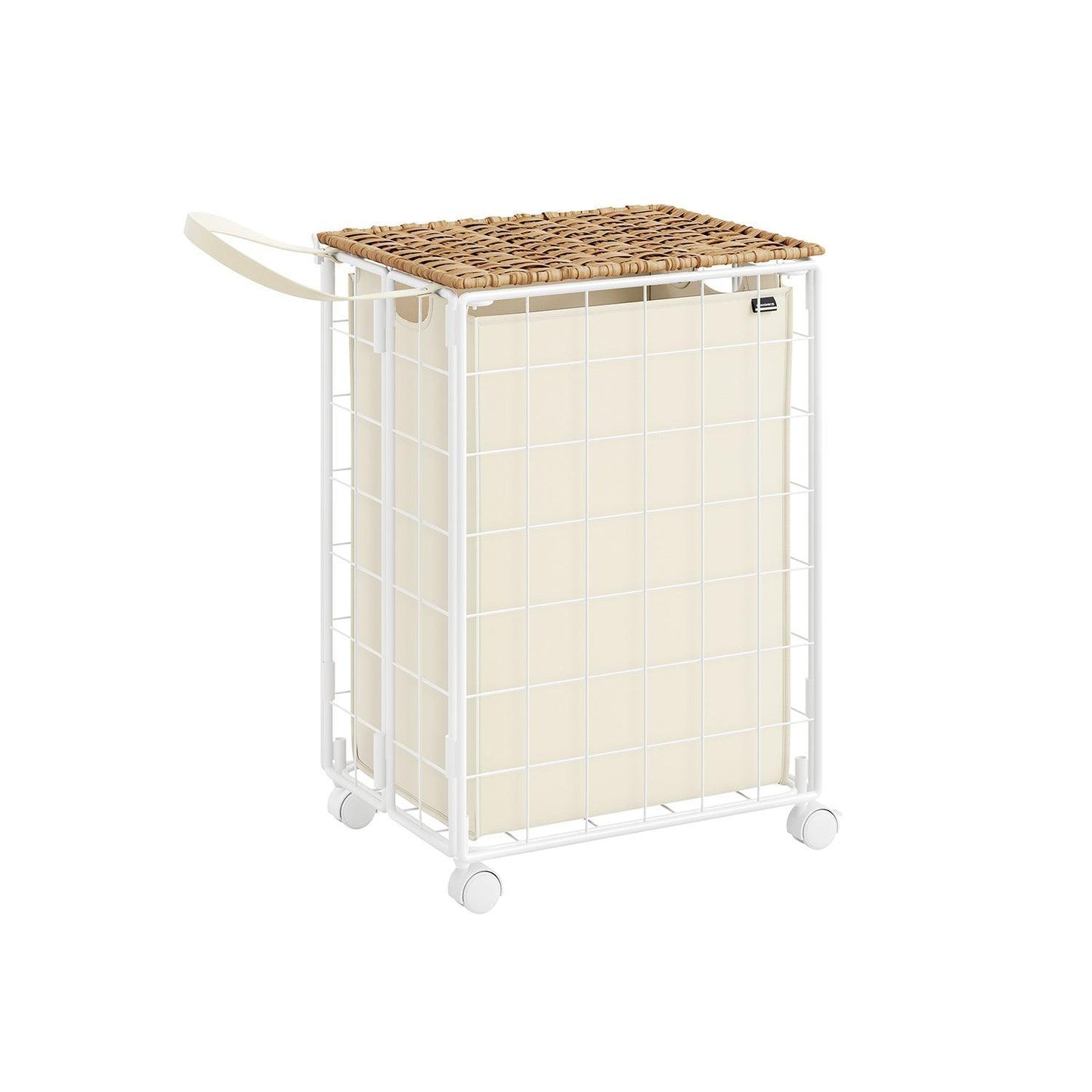 23.8-Gallon Laundry Hamper with Wheels Natural Beige and Cream White FredCo