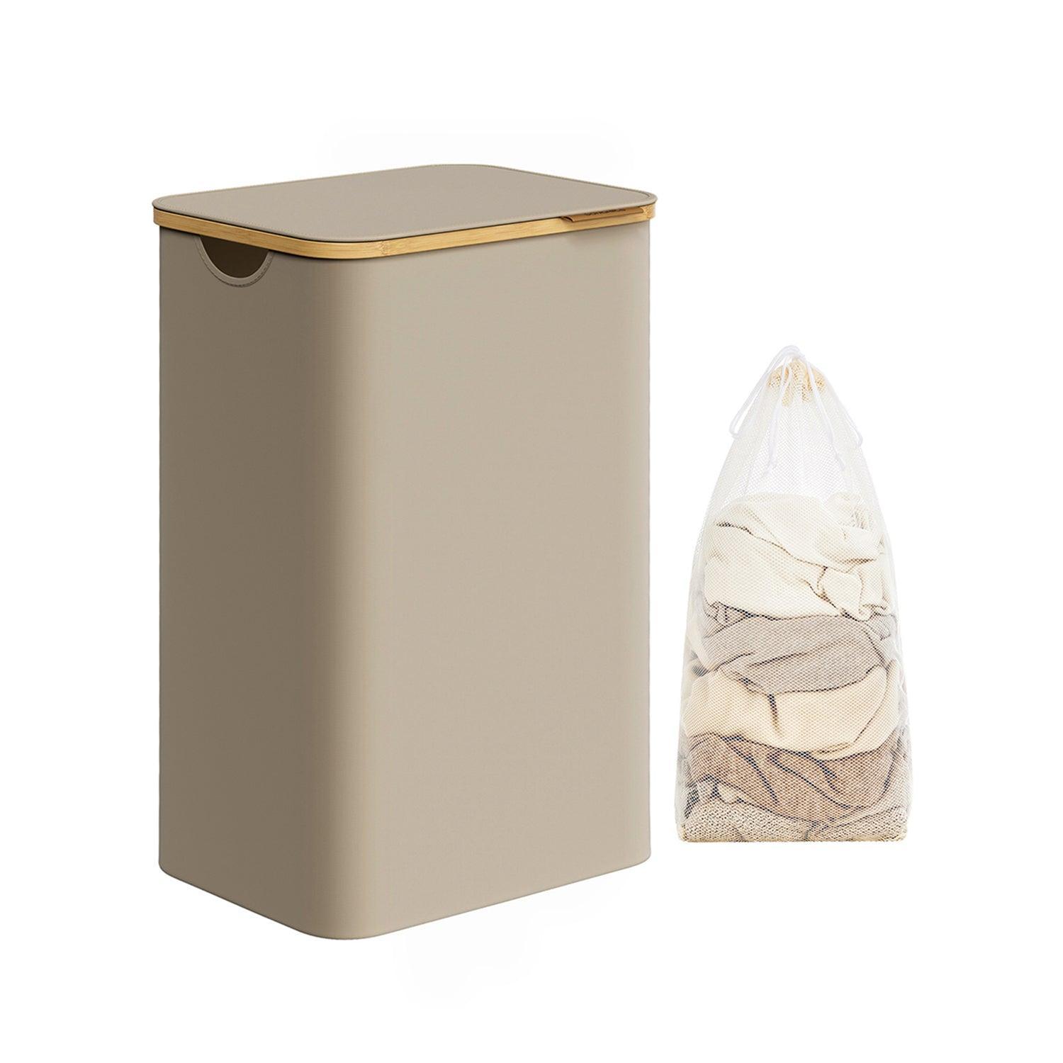 23.8 Gallons (90L) Laundry Hamper with Lid Camel Brown FredCo