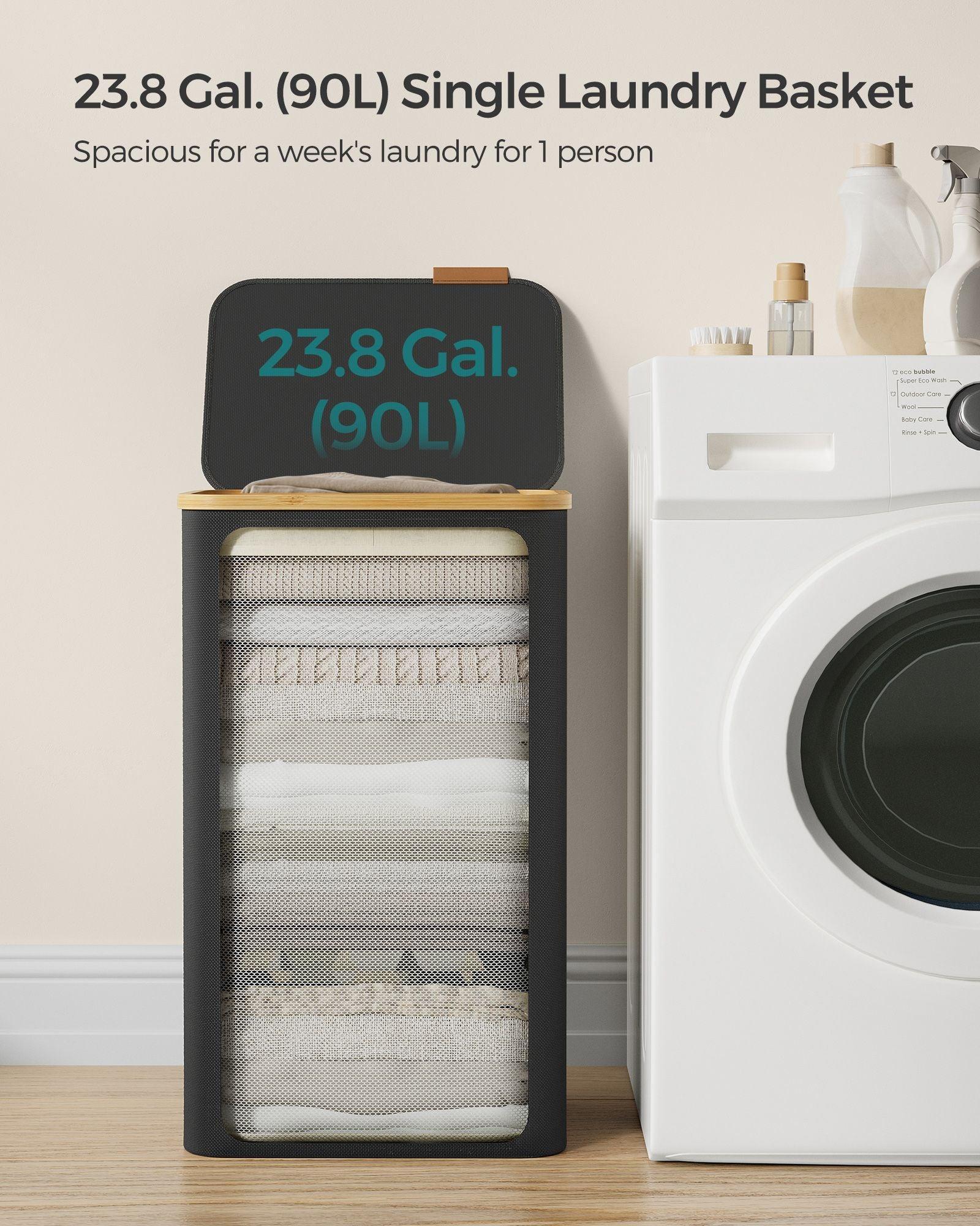 23.8 Gallons (90L) Laundry Hamper with Lid Ink Black FredCo