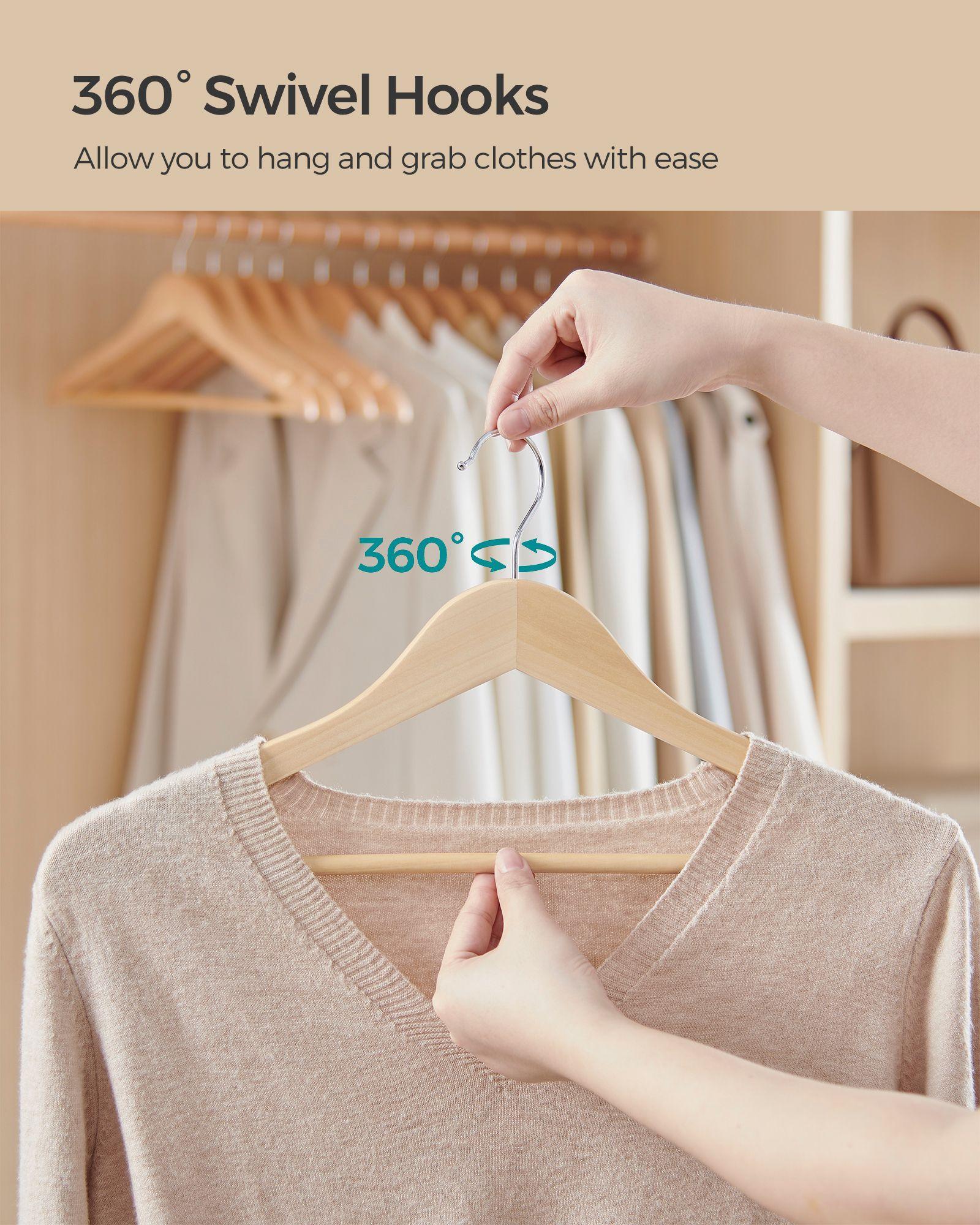 24-Pack Wooden Hangers Natural Beige FredCo