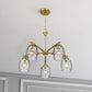 Elegance Five Lights Linear Arms Chandelier with Golden Brass Finish and Clear Water Glass 24'W x 8.5'H FredCo
