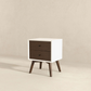 Caroline Mid Century Modern Style 2-Drawer White Night Stand Solid Wood 23.6'H x 17.7'W x 15.7'D FredCo