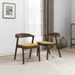 Dakota Dark Yellow Velvet Dining Chair (Set of 2) With Solid Wood Legs and Mid-Century Modern Design 29.3'H x 16'W x 22'D FredCo