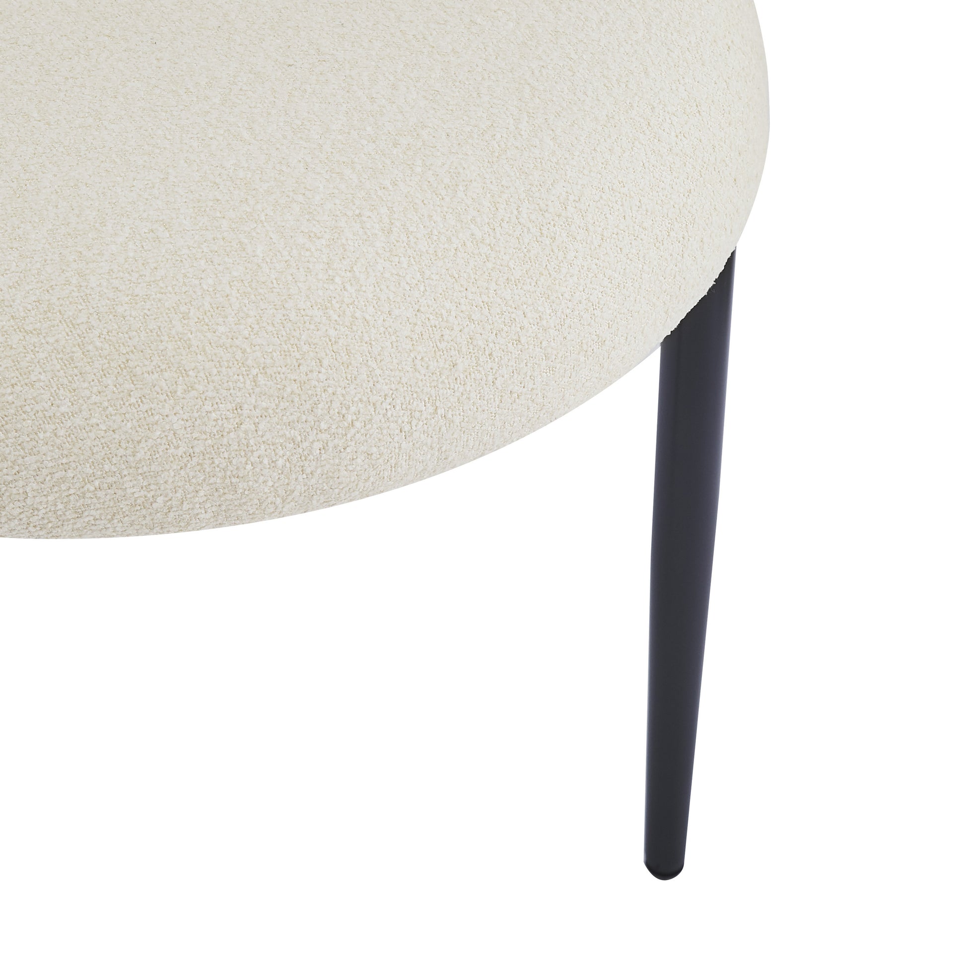 Dining Chair Set of 2, Modern Dining Room Chairs, Black Metal Frame, White Fabric FredCo