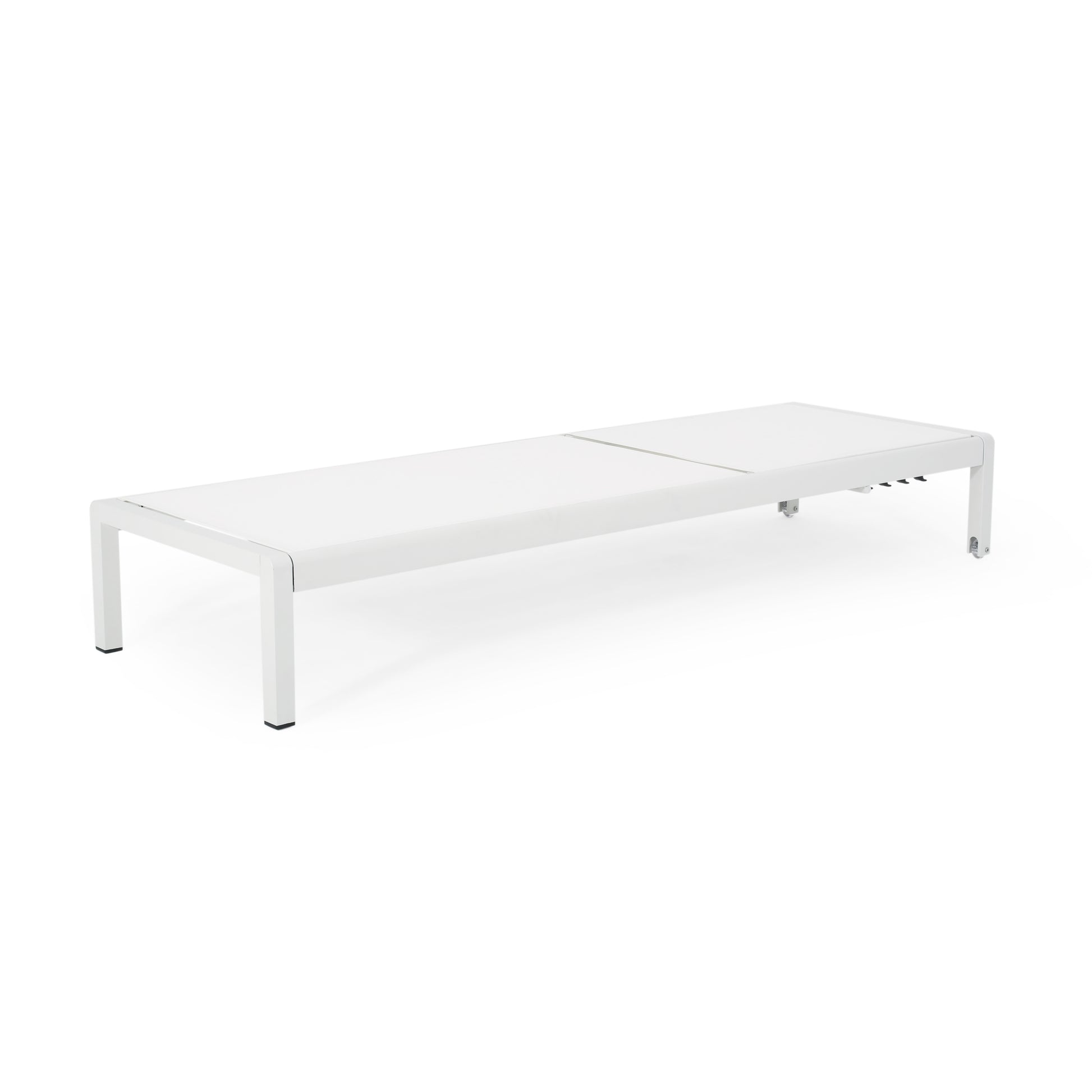 Outdoor Chaise Lounge Chair, Aluminum Adjustable Outside Chair for Pool Patio Beach Yard, All Weather Use UV Resistant 400lbs Weight Capacity, White FredCo