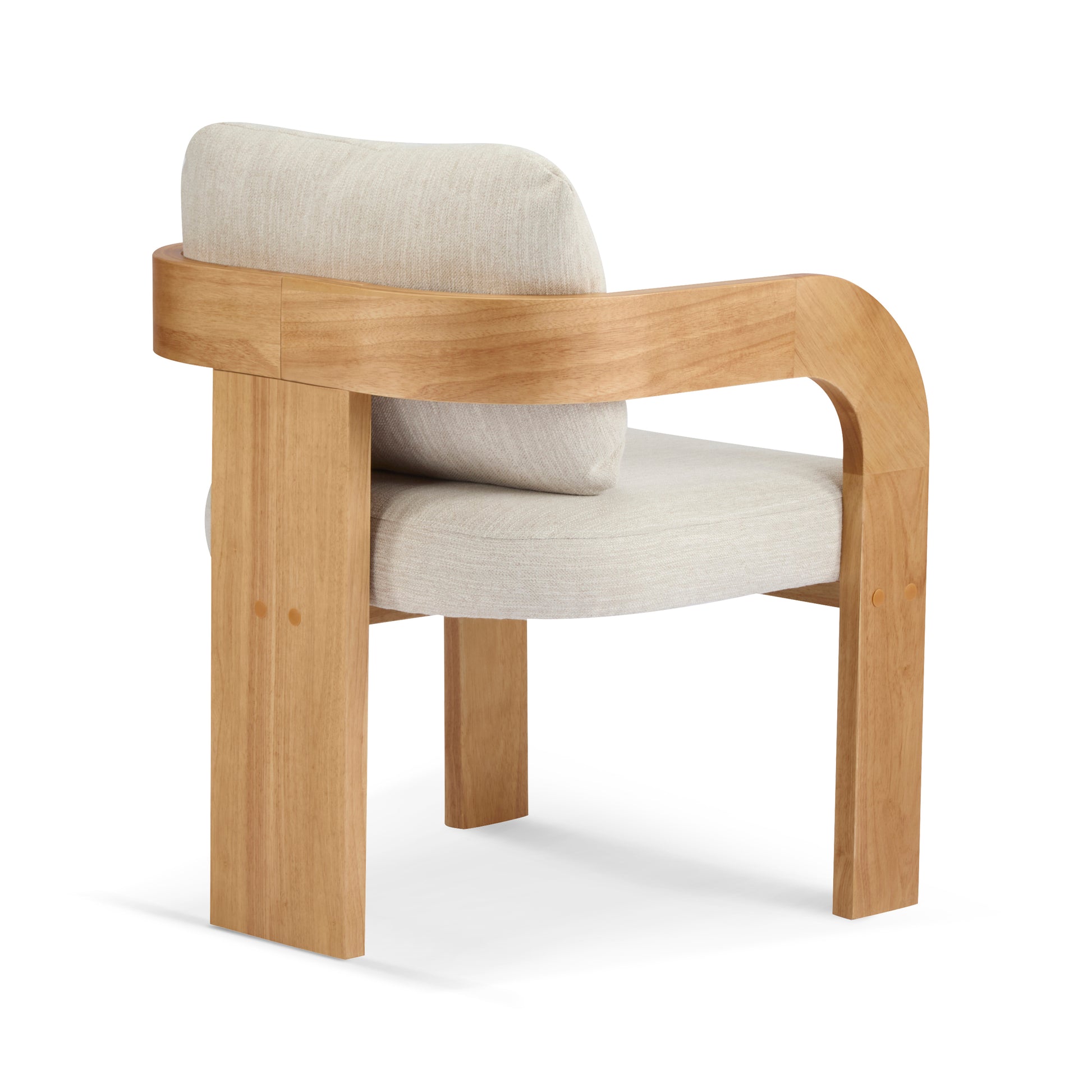 2-Pack Dining Chairs with Pillow Back, Beige Fabric, Natural Color Solid Wood Frame FredCo
