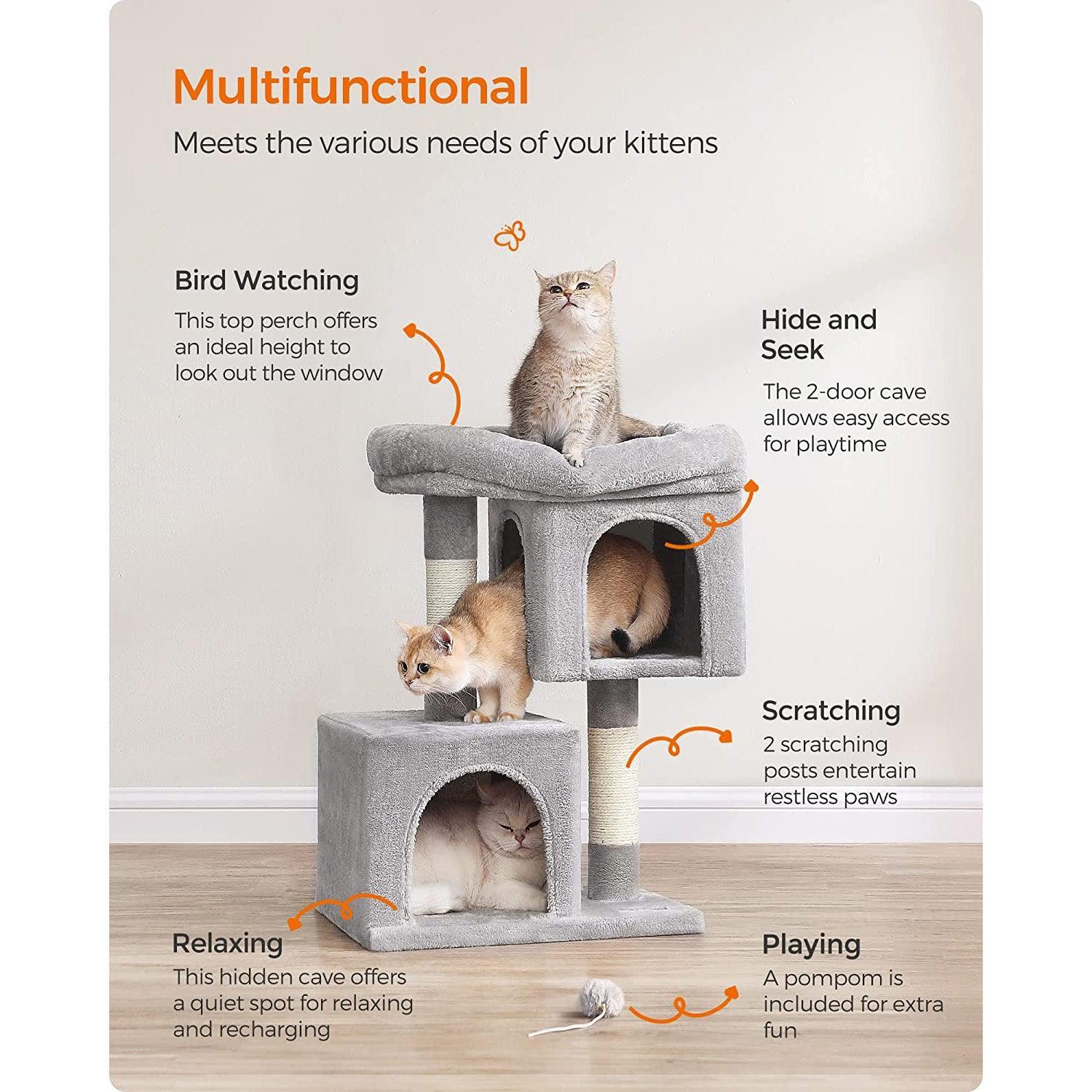 26.4-Inch Cat Tree Light Gray FredCo