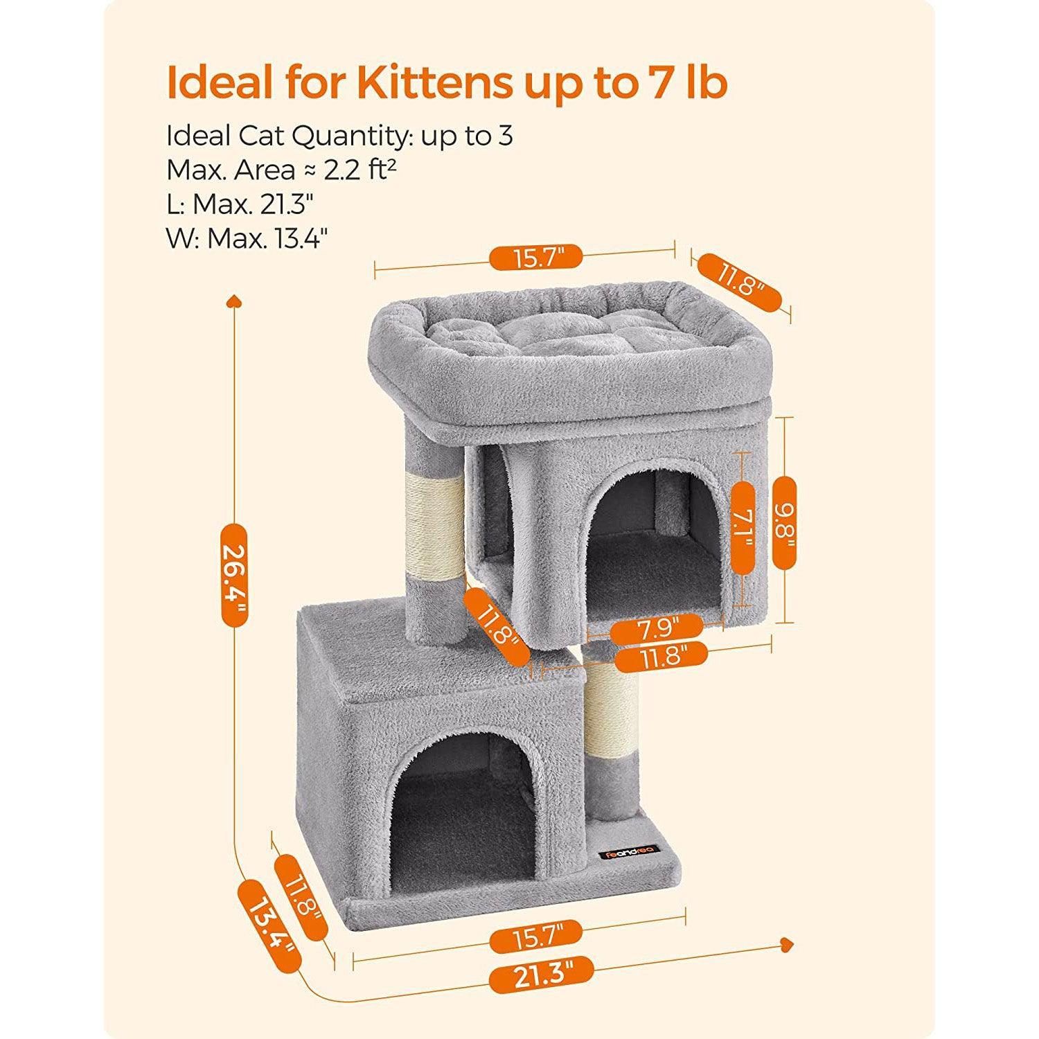 26.4-Inch Cat Tree Light Gray FredCo