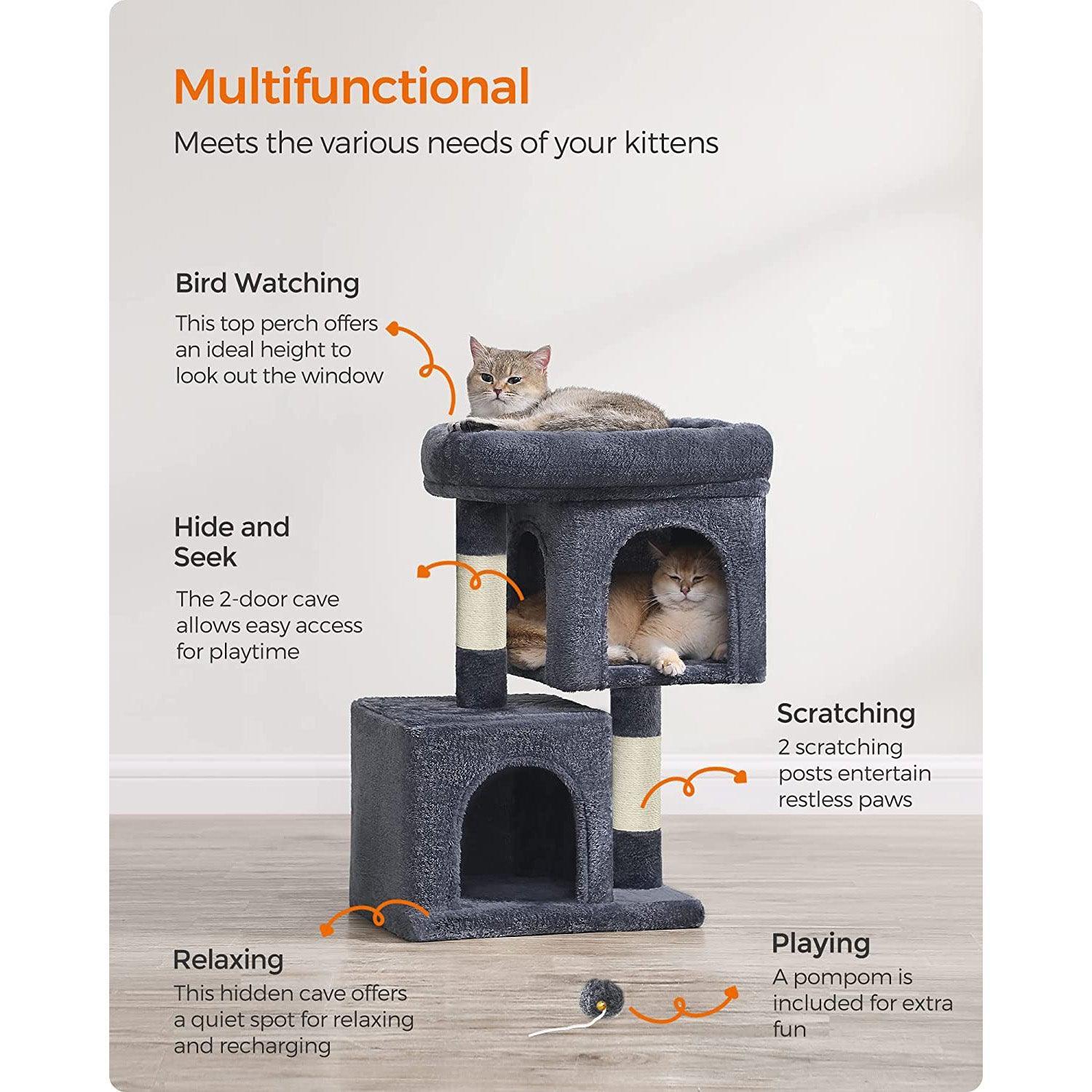 26.4-Inch Cat Tree Smoky Gray FredCo