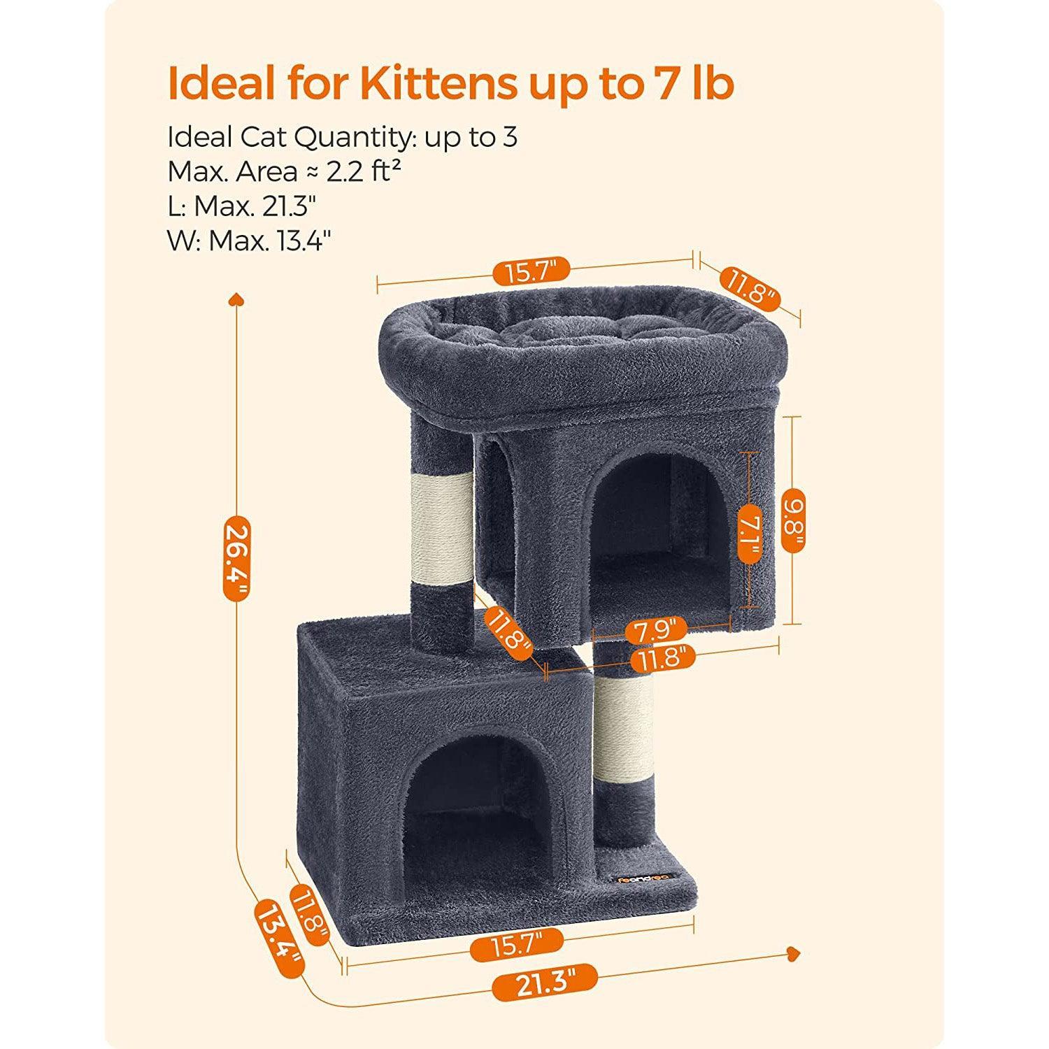 26.4-Inch Cat Tree Smoky Gray FredCo