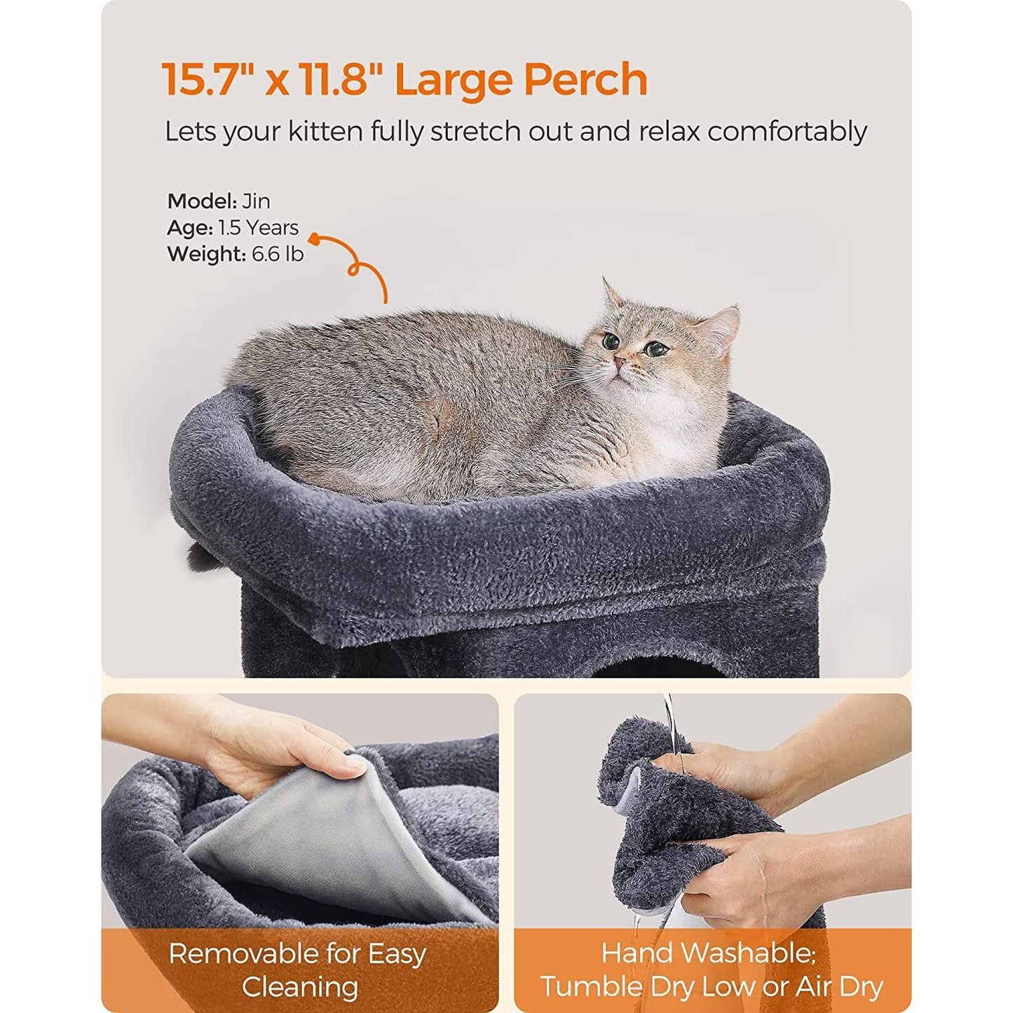 26.4-Inch Cat Tree Smoky Gray FredCo