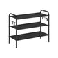 26.7" Wide 3-Tier Fabric Shoe Rack with 4 Hooks Ink Black FredCo