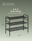 26.7" Wide 3-Tier Metal Shoe Rack with 4 Hooks Ink Black FredCo