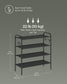 26.7" Wide 4-Tier Fabric Shoe Rack with 4 Hooks Ink Black FredCo