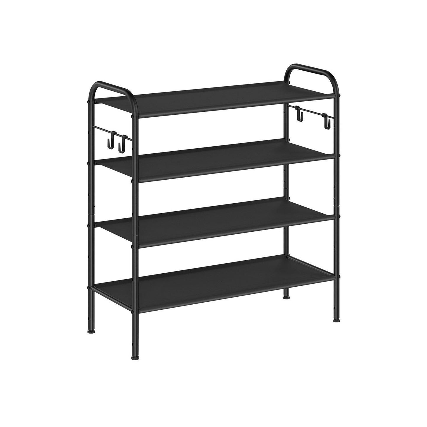 26.7" Wide 4-Tier Fabric Shoe Rack with 4 Hooks Ink Black FredCo
