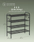 26.7" Wide 4-Tier Metal Shoe Rack with 4 Hooks Ink Black FredCo